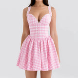 Pink Plaid Mini Dress-Outfit