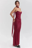 Corset And Bodycon Maxi Skirt With Neckerchief Set-Outfit