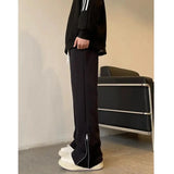 Fongt Trousers High Street Fashion Zip-Up Open-Pillary Micro-T-Swear Men's And Women Trend H-Hop Casual Pants