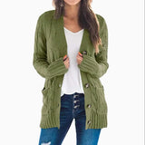 Long Sleeve Size Cardigan Knitted Women's Mid-length