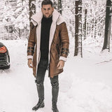 Fongt New Fur Integrated Men's Coat Black Five-Burst Thick Coat With Thick Coat Velvet