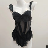 Fongt Pure-Style Purple Bow Bow Mesh Yarn Women's Summer Sexy Bare Backs Thin Slings With Pajamas Thin