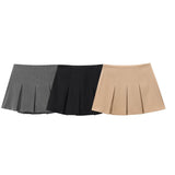Fongt Women's New 2025 Casual High-Rise Thin Wide Folding Pure-Colored Skirt