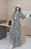 Printed Medium-Sleeved Dress-Outfit