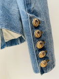 Quality 2023 Newest Designer Jacket Women's Slim Fitting Double Breasted Lion Buttons Denim