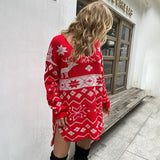 Deer Knitted Long Sleeve Round Neck Casual Winter Autumn Pullover Clothes Ladies Fashion Sweater Women