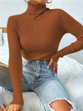 Turtleneck Ribbed Knit Sweater-Outfit
