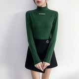 Solid Bottoming t Shirt Women Spring Autumn Tee Shirts Korean Turtleneck Slim Long Sleeve Black White T-shirts 90s