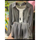 Fongt New Fashion Clothes Beaded Sunscreen Women Loose Lantern Sleeve Shirt Senior