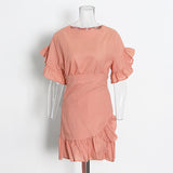 Fashion Casual Wind Collar Skirt 2025 Summer New High-End Feel-Leaf Hem Design Short Dress