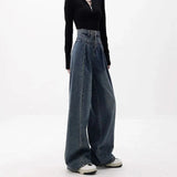 Stitch Details Patchwork High Waist Jeans-Outfit