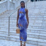 Sleeveless Printed Slim Pencil
