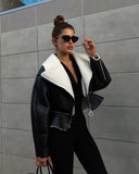 Fongt Autumn And Winter New Short-Term Collar Fashion Korean Version Of Women's Long-Sleeved Pure Color Coat