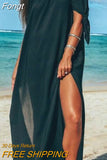 Women Ruffle Off Shoulder See Through Fashion Club Mesh Sheer Evening Party Maxi Dress