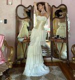 Corset Chiffon Frill Tiered Maxi Dress-Outfit