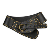 Corns Personality Leather Wide Belt Cool Punk Rivet Splicing Decoration 2023 Summer New