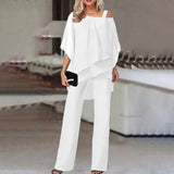 Fongt Sleeve Top Trousers Women Casual Irregular Party Set Elegant Two Sets 2025 Spring And