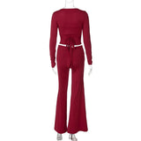Solid Wrap Top With Tube Top And Pants Three Piece Set-Outfit