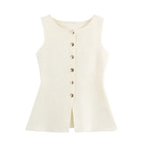 Fongt Women's 2025 Summer New Fashion Street Single-Dnecked Sweater Vest Top