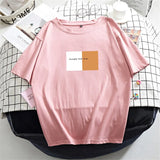 Women Short Sleeve T Shirt Summer Letter Printed Basic Tshirt Korean Cotton Tees for Female Plus Size Loose Soft
