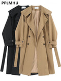 Spring Fall Long Trench Jackets Korean Casual Double Breasted Gabardina Coats Women Loose Windbreaker Abrigos