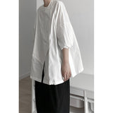 Black Shirts Women Irregular Oversized Blouses Gothic Dark Academic Japanese Vintage Asymmetrical Loose Casual Tops-Outfit