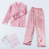 Spring Summer Women Faux Silk Pajamas
