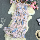 Large Flower Long-Sleeved Dress-Outfit