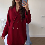 Fongt Women's New French Temperament Solid Color Commute Button-In- Cardigan Suit Dress