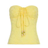 Fongt Desire Girl To Reduce The Age Of Sexy Hanging Neck More Wearing A Word Shoulder Tight Chest Vest Hottie Low-Waist Broken Flower Half-Body Skirt