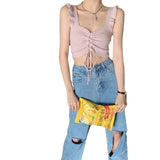 New Sling With Waistcoat Women's Design Small Summer Wears The Back High-Waisted Umbilly Knitting