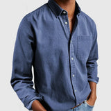 Fongt New Men's Shirt New Long-Sleeved Collar Men's