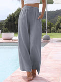 Cotton And Linen Drawstring Casual Trousers