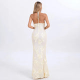 2024 Explosion Women's Temperament Hanging Neck Dress Flower Decoration Hot