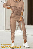 Autumn Lady Casual Long Pants Suit Women Patchwork Zip Top Print Trousers Set Loose High Waist Pants Two Piece Set