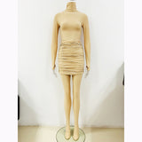 Fongt New Star Fashion Hot Diamond Elastic High-Necked Bottom Shirt 褶皱半裙 Trousers
