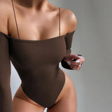 Fongt New Women's Dress Base Solid Color Sexy One-Word Shoulder Long Sleeve Backless