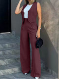 Fongt New Fashion Suit Vest Vest Broad Leg Trousers Casual Suit