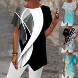 Geometric Print Loose Sleeve Irregular