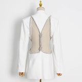 Fongt Korea East Gate Women's Wear 2024 Spring And Autumn New Splicing Sexy Back Personality Versatile A Button Suit Coat-Outfit