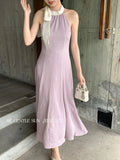 Fongt Xixi 2025 Summer New French Temperament Flax High Waist Dress Elegant Holiday Dress 88345