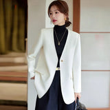 White Collarless Suit Jacket Female Spring 2025 New Small Fragrant Wind Advanced Sense Temperament Casual Korean Version Small Suit-Outfit