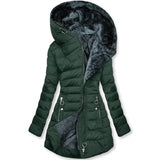 Fongt Winter Warm Wool Collar Cotton Clothes Women Zipper Long Sleeves Cotton Coat Hooded Coat