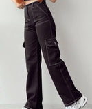 Fongt New Jump Casual Trousers Mid-Rise Three-Dimensional Pocket Trousers Waist-Up Trousers