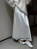 Fongt Xixi 2025 Autumn New Black Standard Temperament High-Waist Acetate Fascination Skirt Half-Faced Skirt Women 85233