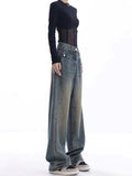 Vintage Dark Wash High Waist Boyfriend Jeans-Outfit