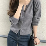 New Round-Necked Purple Sweater In Early Autumn Is Loose And Wears A Sweater Coat.-Outfit