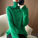 Fongt Sweater Bottom Shirt Women With Qiu Dong New Head Loose Half Draw A Rotator Sleeve Sweater Women's Jacket-Outfit