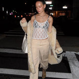 White Lace Sheer Tank Top-Outfit