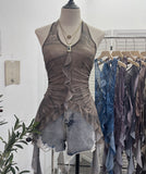 Vintage 2024 New Personality Tie Hottie Wind Hanging Sleeveless Top Ribbon Vest